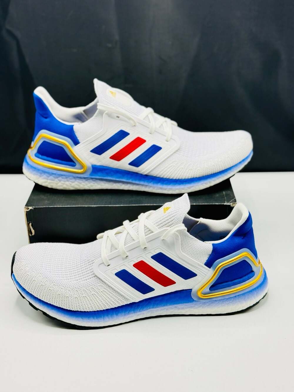 Adidas UltraBoost 20 USA Primeblue white red Scarlet FY9039 Men's Size 12 New!